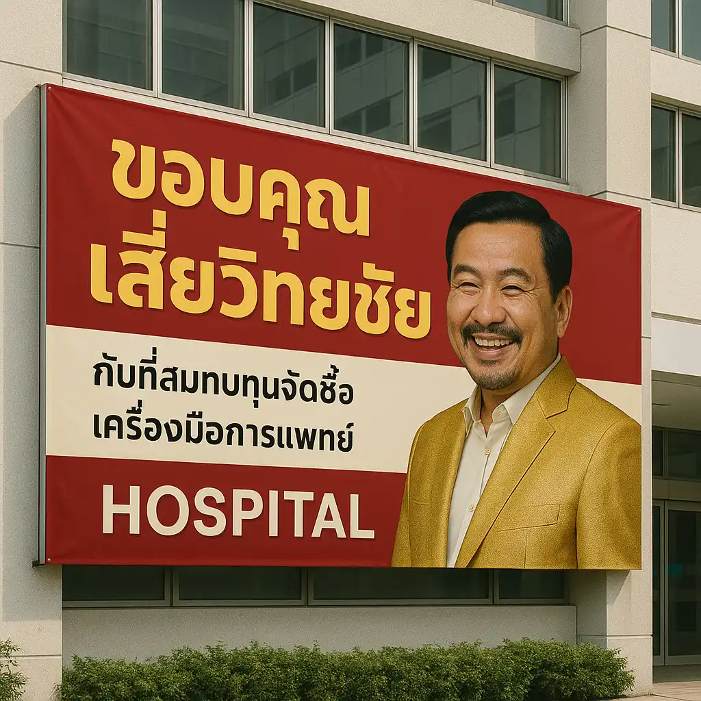 โรงพยาบาลประจำอำเภอก็ออกประกาศขอบคุณเสี่ยวิทยชัย