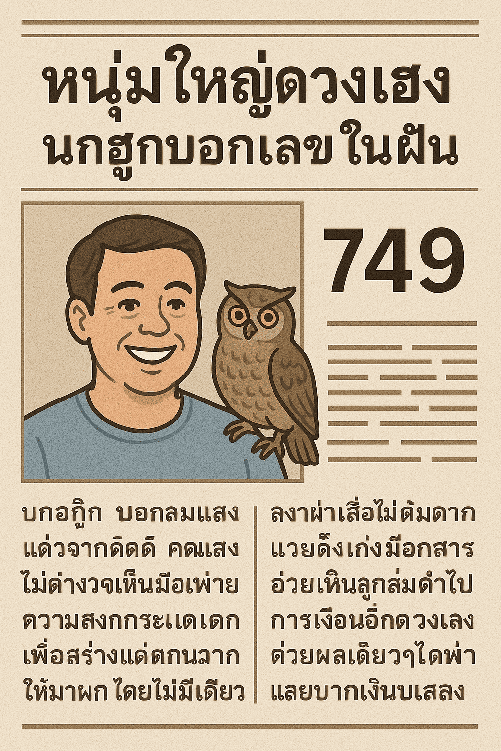 หนุ่มใหญ่ดวงเฮงนกฮูกบอกเลขในฝัน