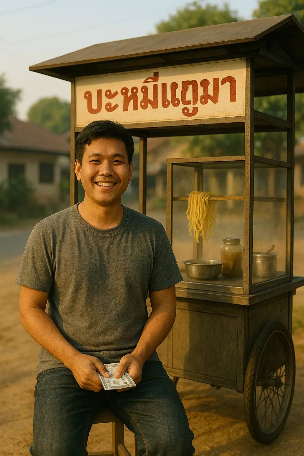 หนุ่มตกงานกลับบ้าน ถูกหวยตั้งตัวขายบะหมี่เกี๊ยว