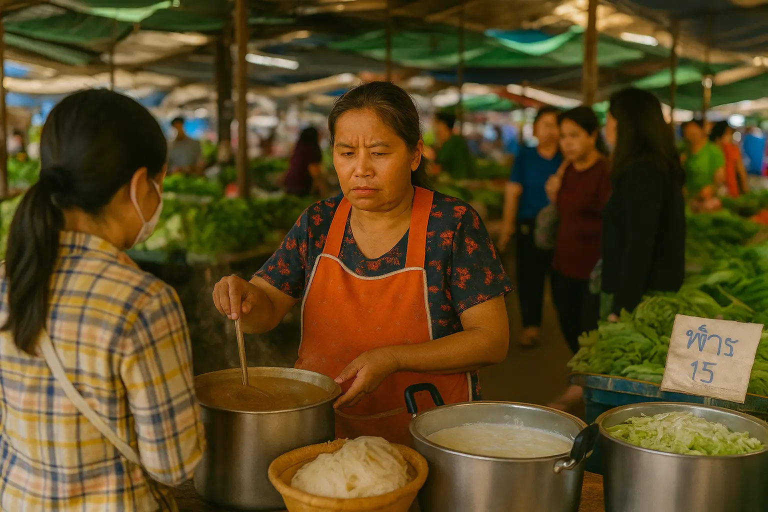 ศรัทธาหลวงพ่อปากแดง พาเจ้แดงขายขนมจีนรับโชคชุดใหญ่