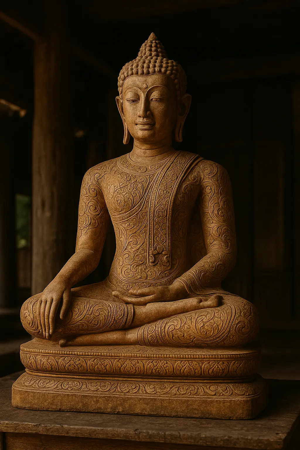 องค์พระพุทธรูปแกะสลักอย่างประณีต