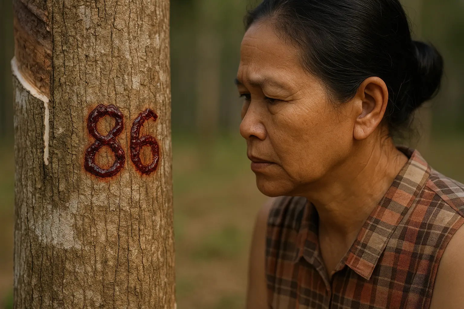 ตัวเลขสีแดงบนต้นยางของตาหนู