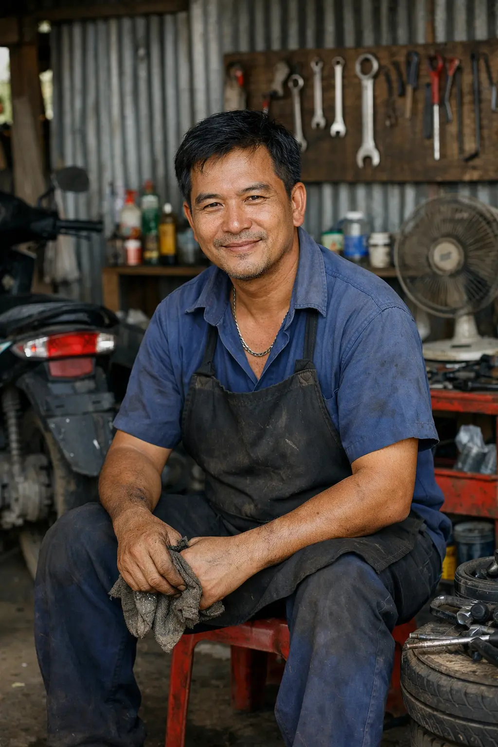 ช่างซ่อมรถวัยกลางคน กับป้ายทะเบียนที่มีเลข 22