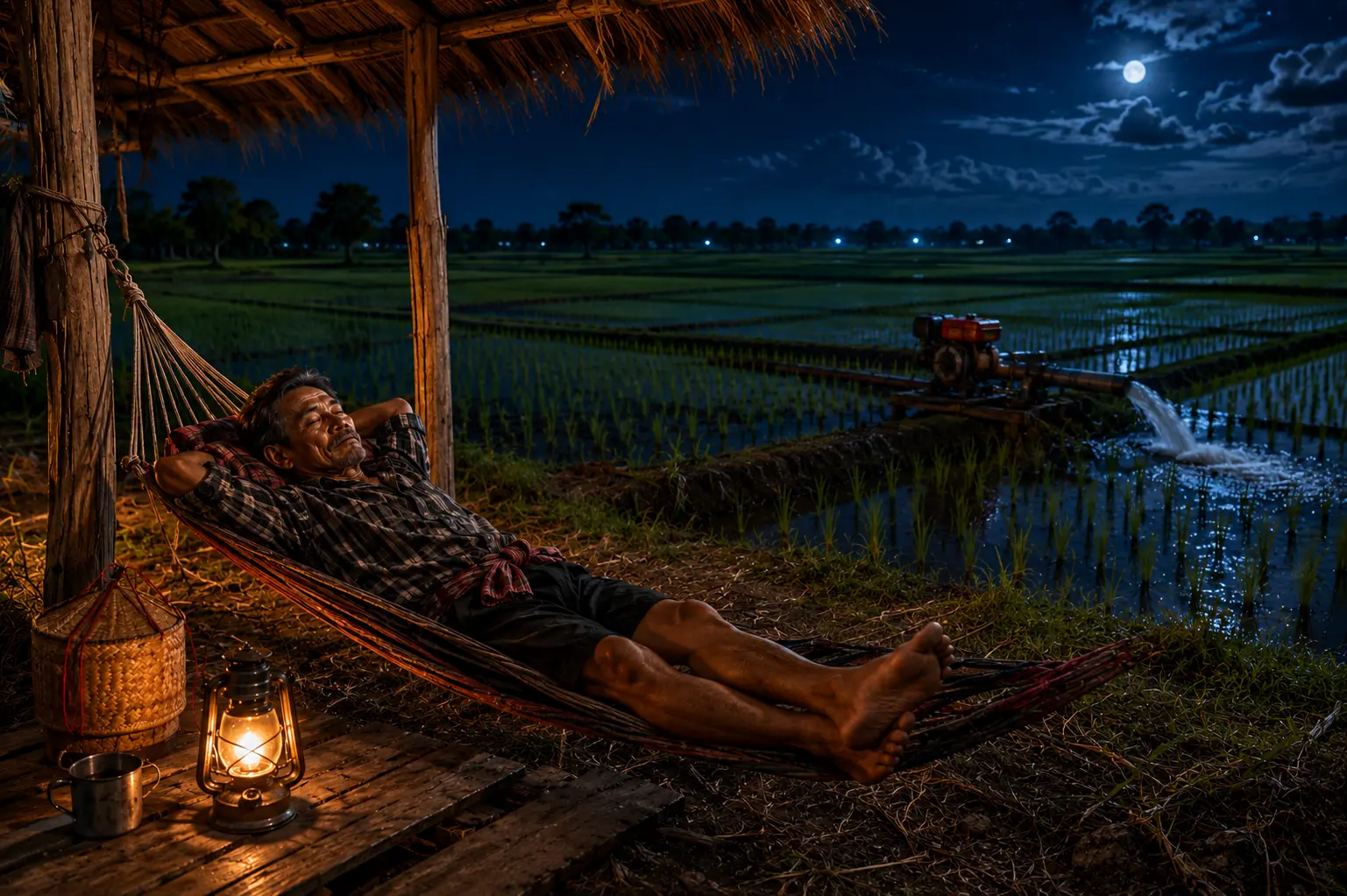 เครื่องสูบน้ำยังทำงานในคือเฝ้านา
