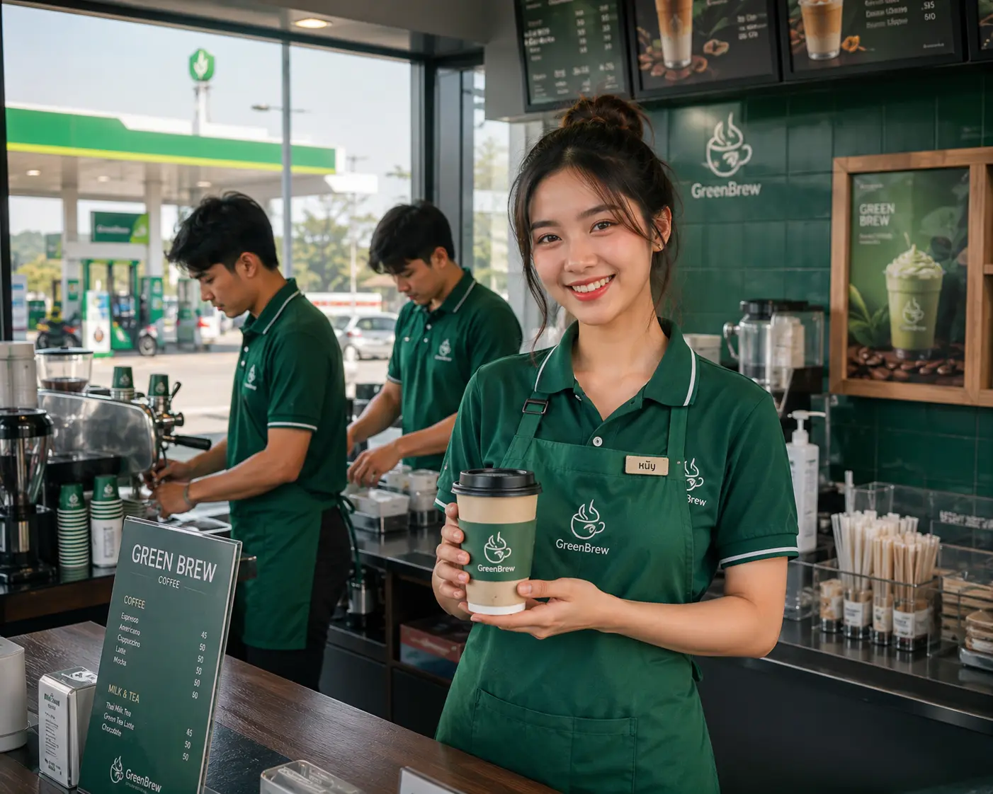 พนง.ร้านกาแฟในปั้ม