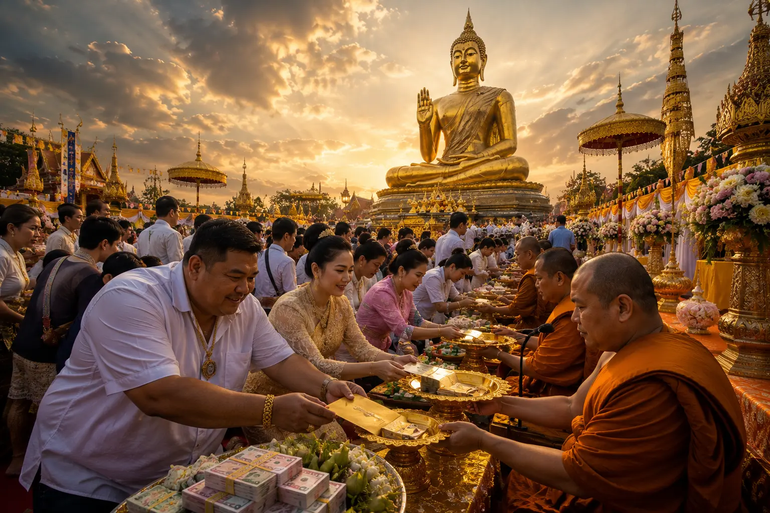 เสี่ยใหญ่ แม่ยกใจบุญ ร่วมถวายปัจจัยแน่นงาน