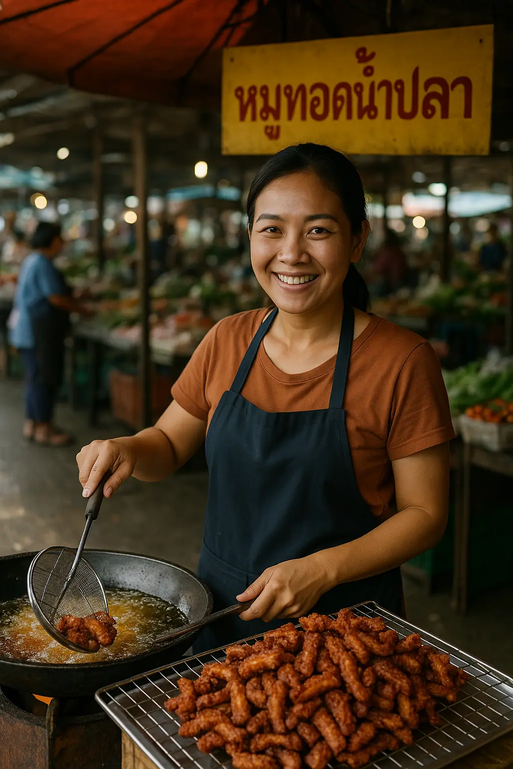 สาวขายหมูทอดถูกหวย