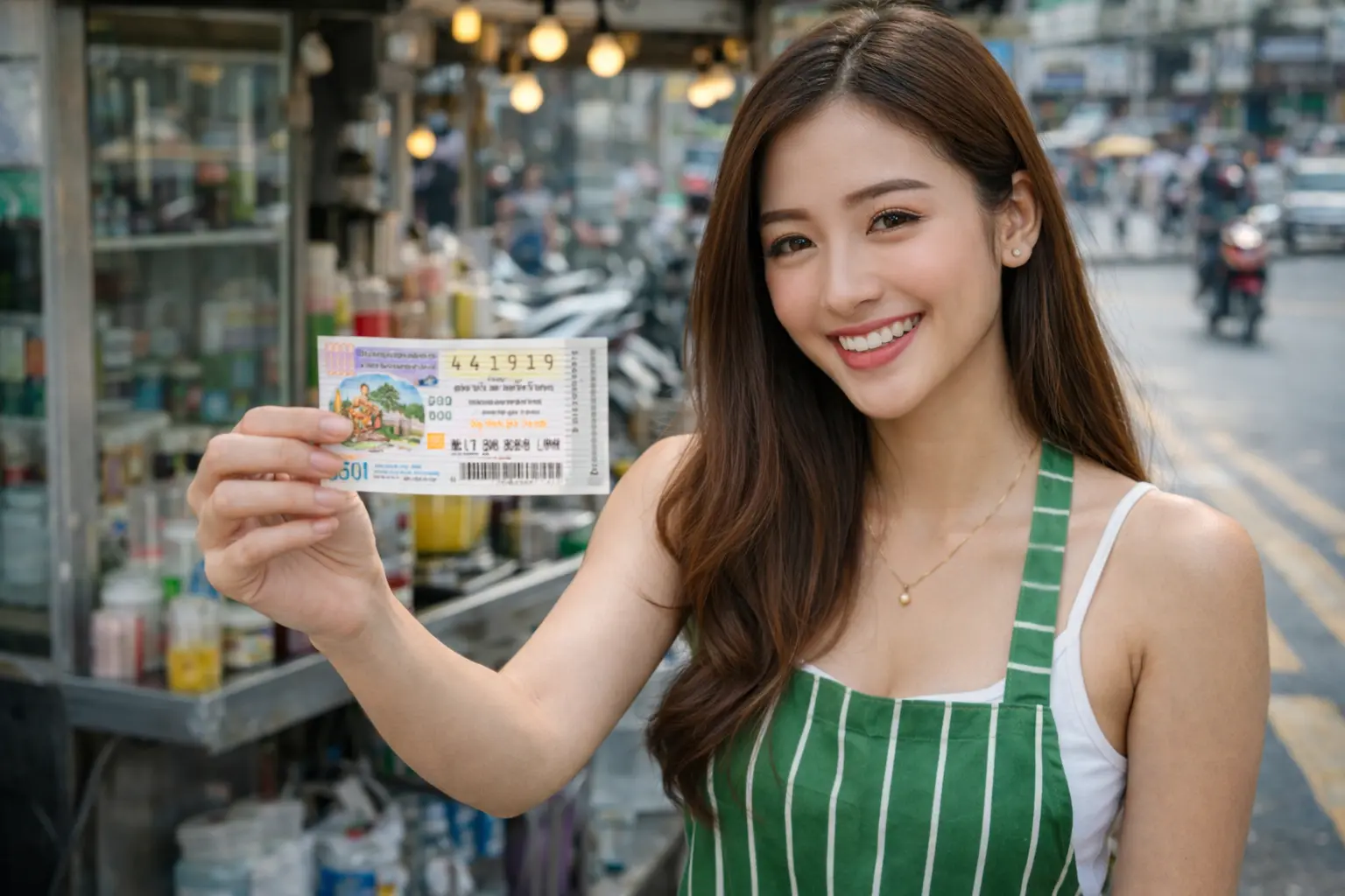 สาวขายน้ำปั่นถูกหวย